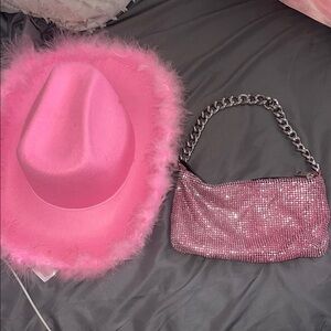 Fashion Nova Pink Hat and Purse Set
